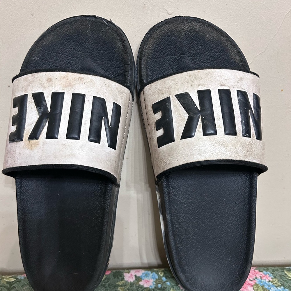 Nike Black and White Slide Sandals